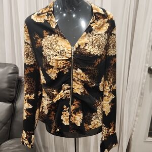 Melanie Lyne Sz 10 Zip-Up Blouse New Without Tags